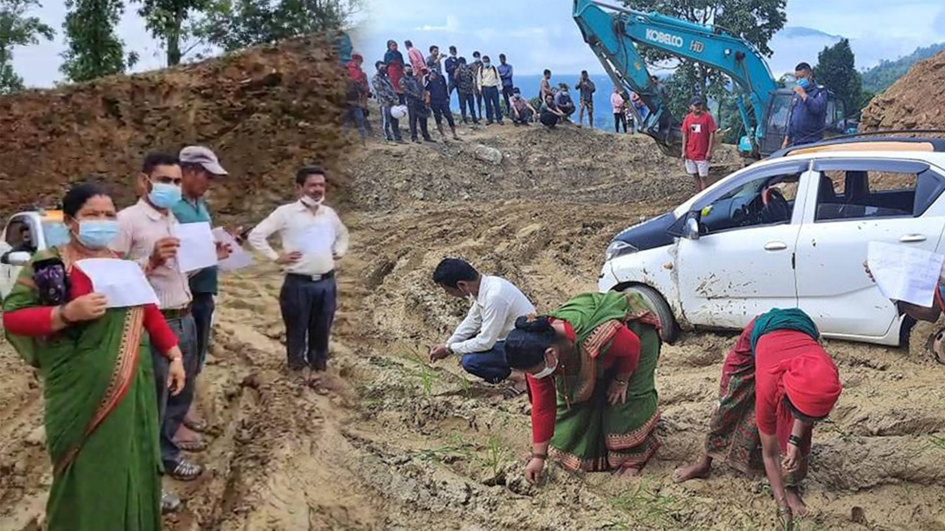 सडकमा कोदो रोपेर गोरखामा जनप्रतिनिधि र स्थानीयद्वारा विरोध  (फोटो फिचर)