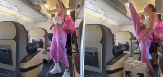 विमानभित्र महिलाले स्टन्ट गरेको भाइरल भिडियाेमा के छ ?