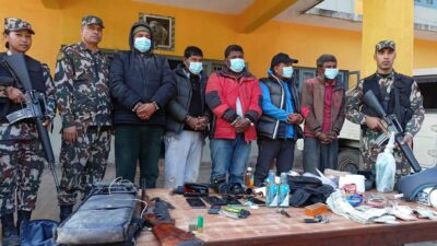 निकुञ्जमा वन्यजन्तुकाे सिकार गर्ने पाँचजना पक्राउ